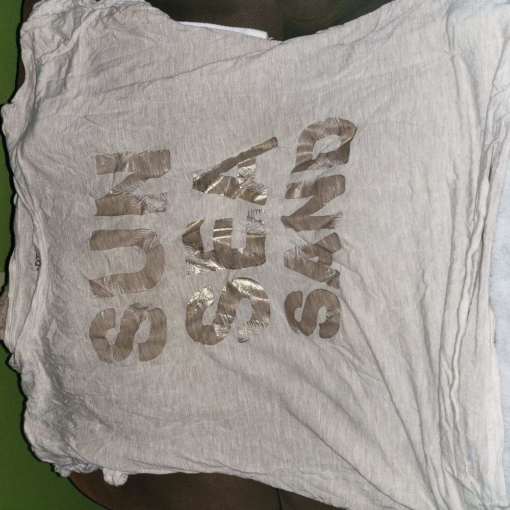 White Graphic Tee with Gold Lettering
